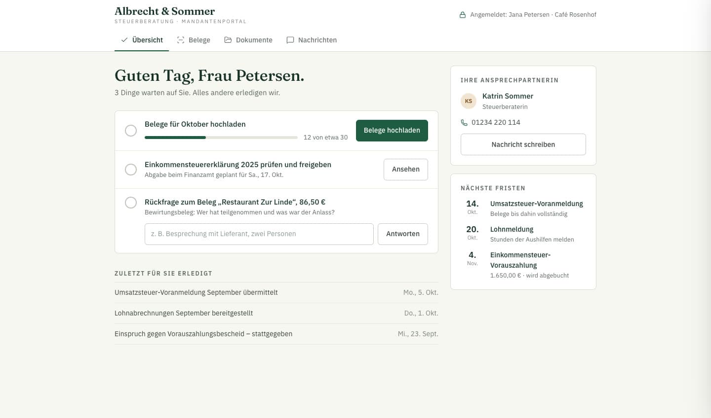 Demo Albrecht & Sommer: Mandantenportal
