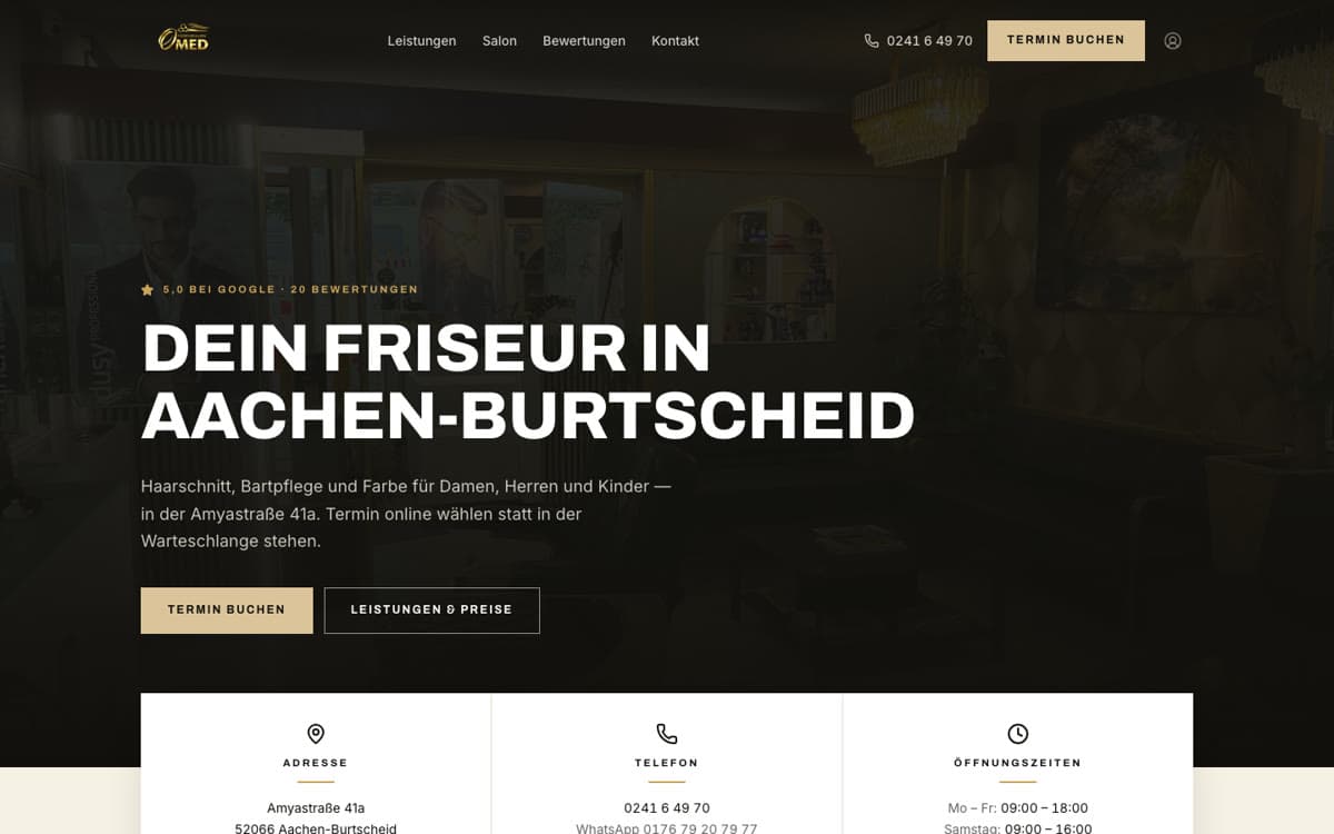 OMED Friseursalon – eigene Terminbuchung – Vorschau